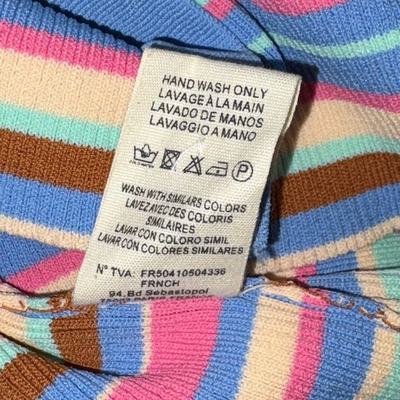 NWT FRNCH Tania Striped Ribbed Knit Bodycon Midi Dress in Arcenciel Stripe - M - Picture 12 of 12